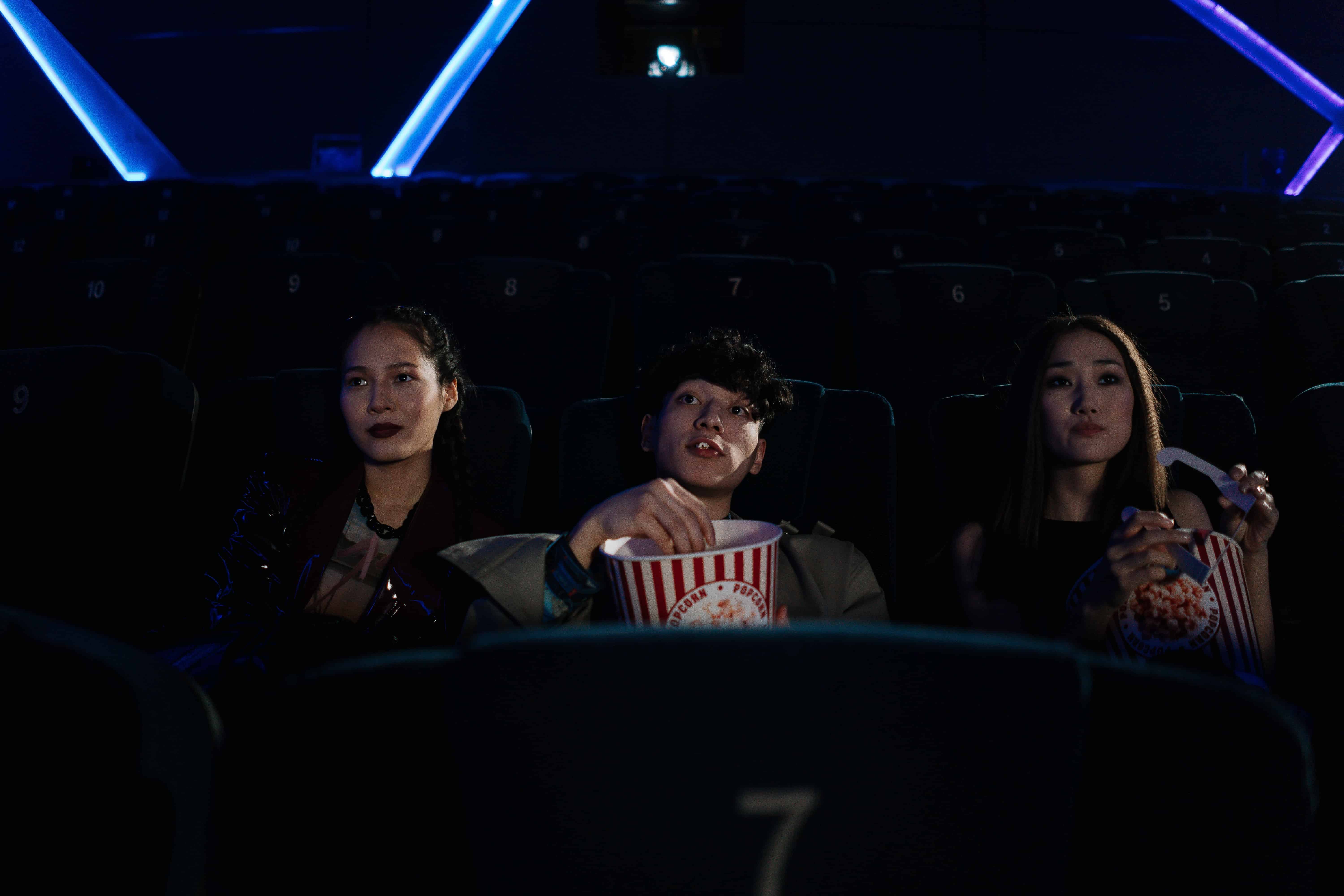 three kids in cinema