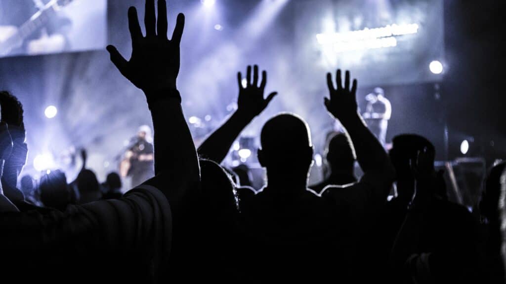 people worshiping together in church